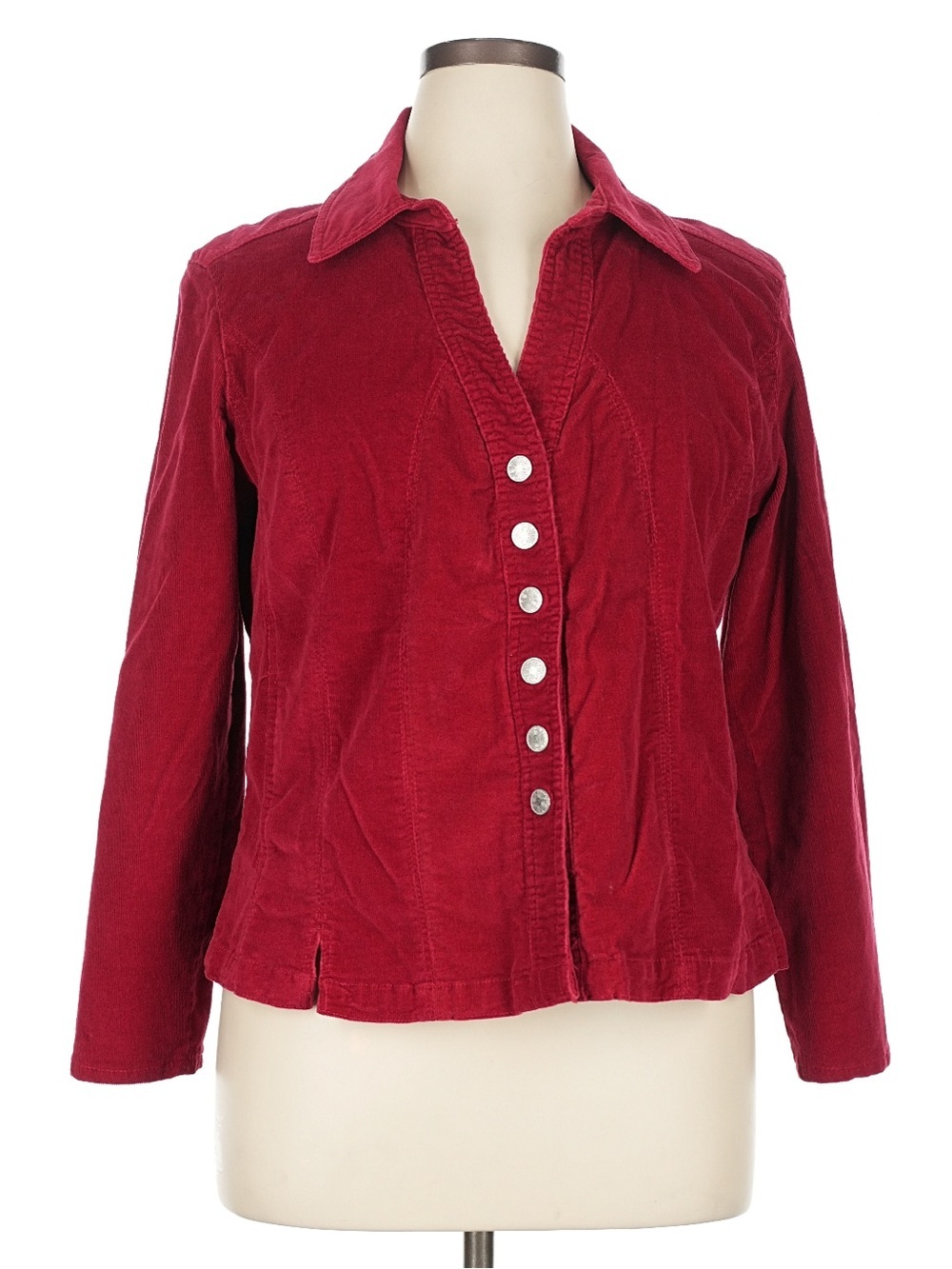 DressBarn Women's Red Snap Button-Front Jacket